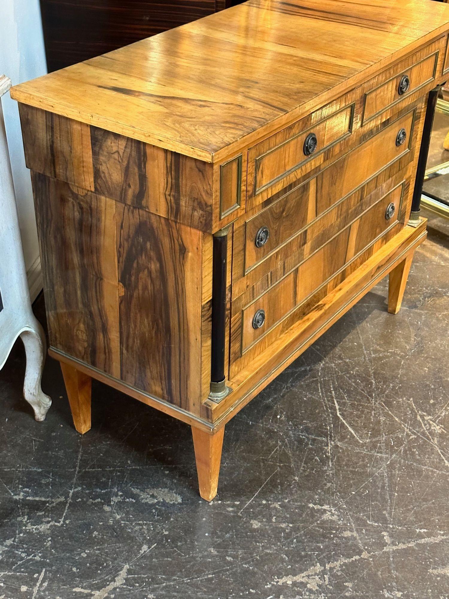 Mid-Century Italian Empire Style Walnut Chest For Sale 1