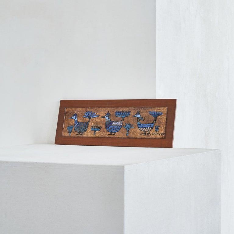 Emaille-Kunsttafel aus der Mitte des Jahrhunderts, Italien, Mitte 20.     Dies ist ein wunderschönes und sehr dekoratives Stück Emaille-Kunst, hergestellt in der Mitte des Jahrhunderts in Italien. Dieses Paneel zeichnet sich durch kräftige Farben