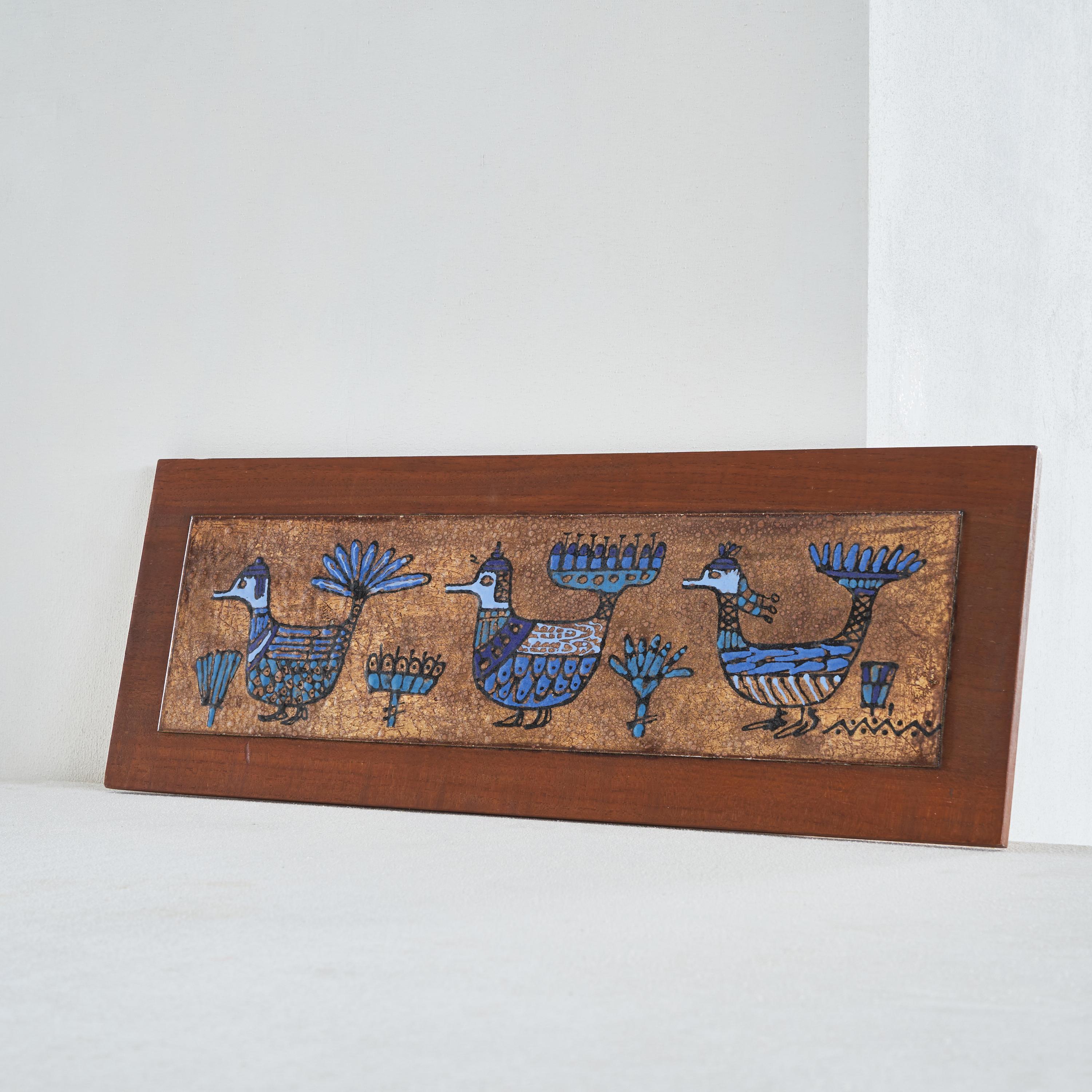 Hand-Crafted Mid Century Italian Enamel Art Panel, 1950s For Sale