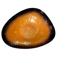 Mid-Century Italian Enamel Dish in Burnt Orange and Black, 1960s