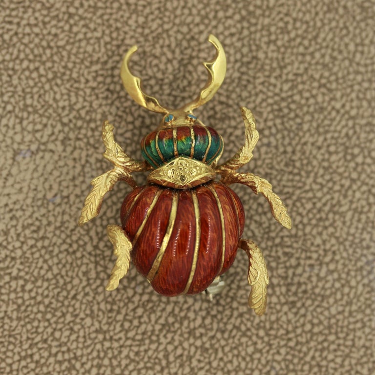 Broche Vintage En Forme De Scarabée - Bijou Ancien Occasion, Fabrication Française