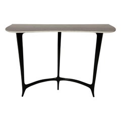 Midcentury Italian Enrico Rava Black Lacquered Wood and Marble Console