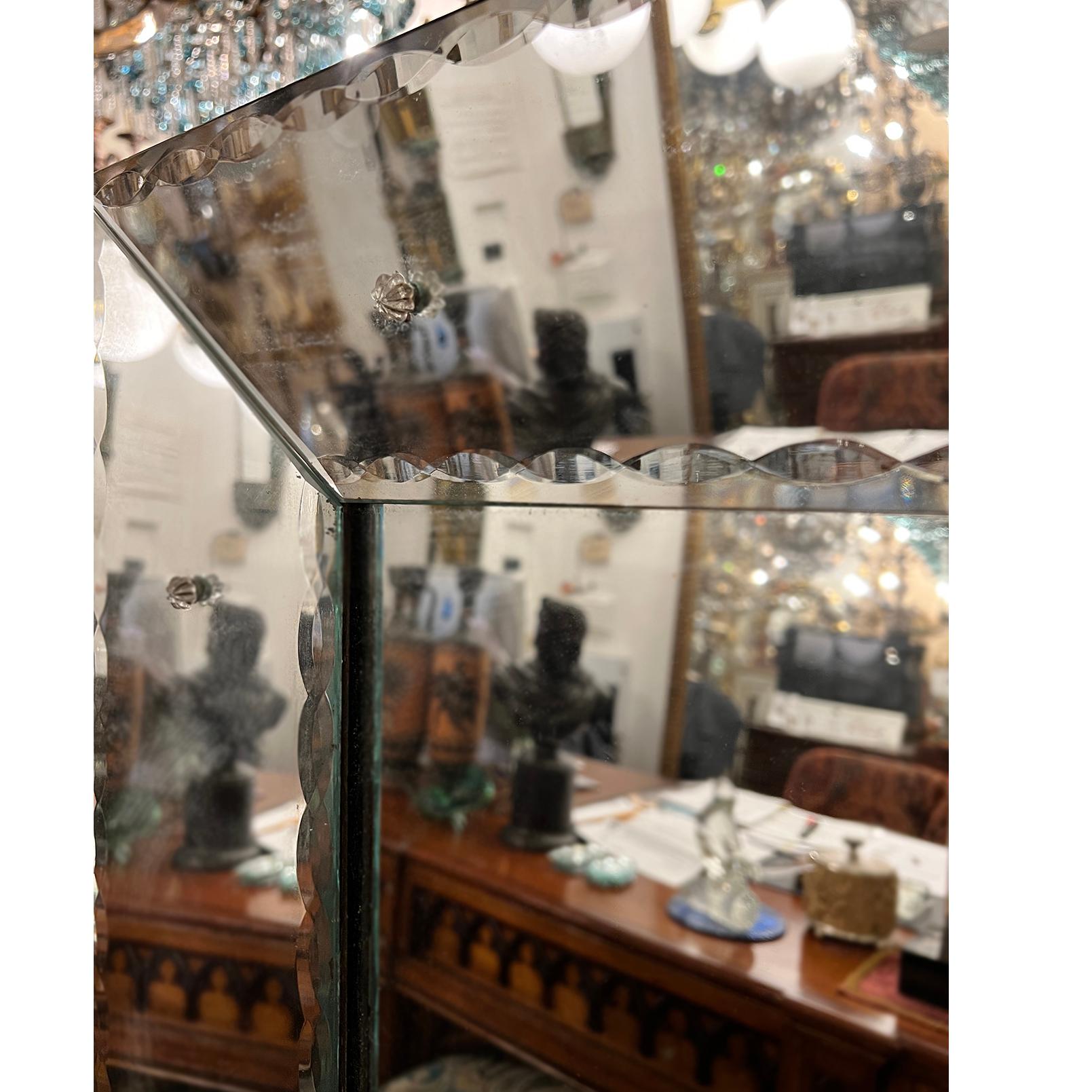 Beveled Mid Century Italian Etched Mirror For Sale