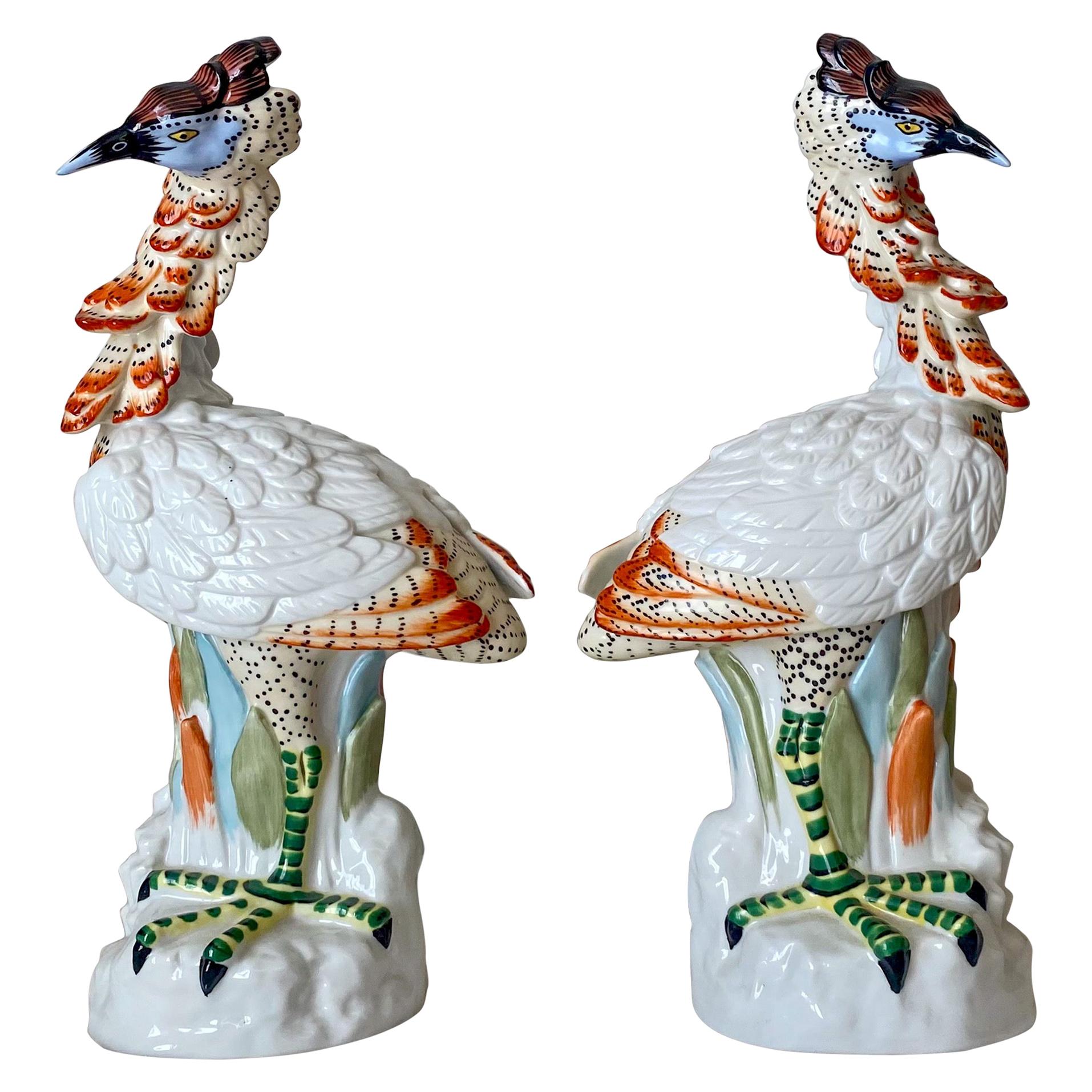 Midcentury Italian Exotic Mottahedeh Bird Figurines, a Pair