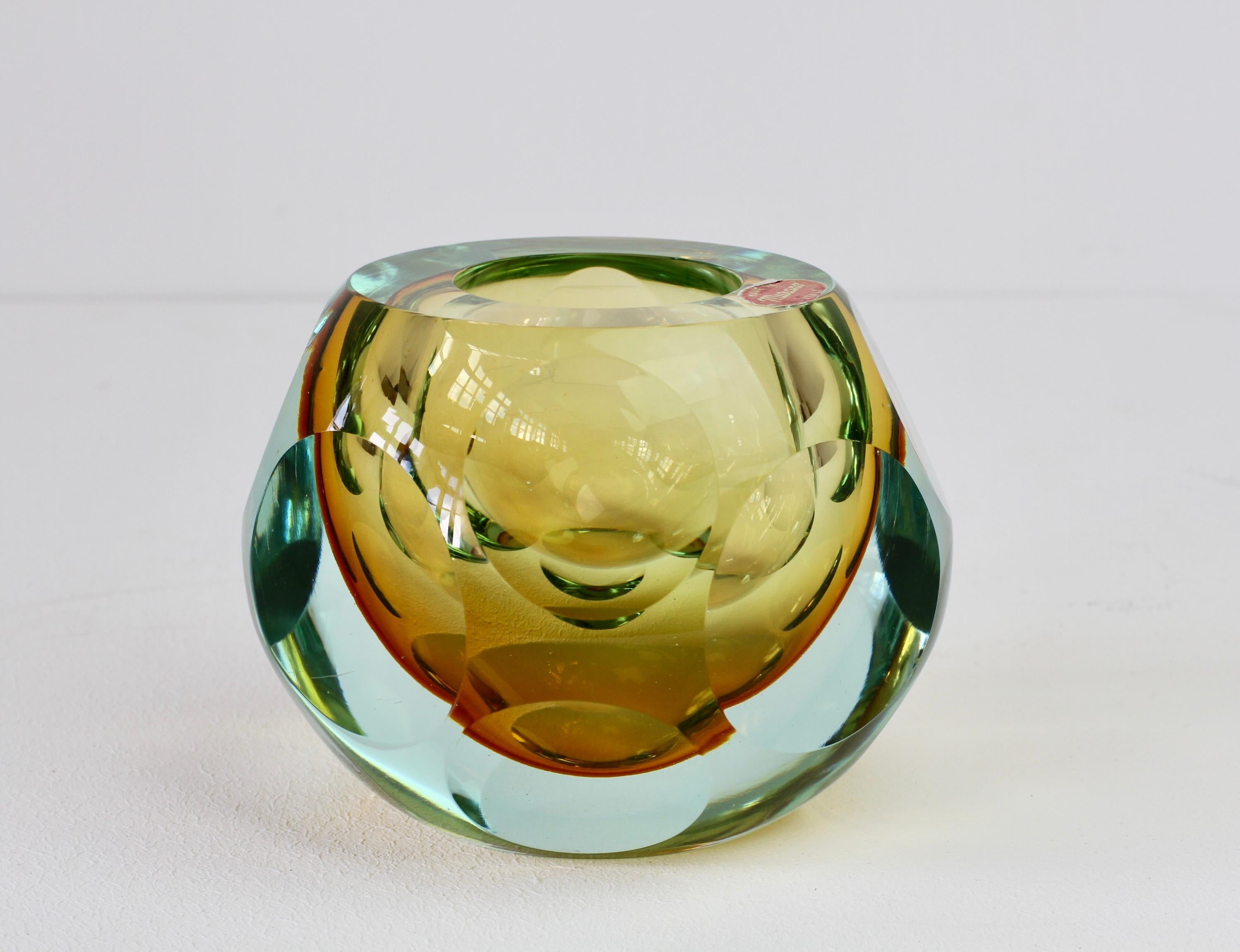 Midcentury Italian Faceted Murano Glass Vase Flavio Poli for Seguso Attributed For Sale 5