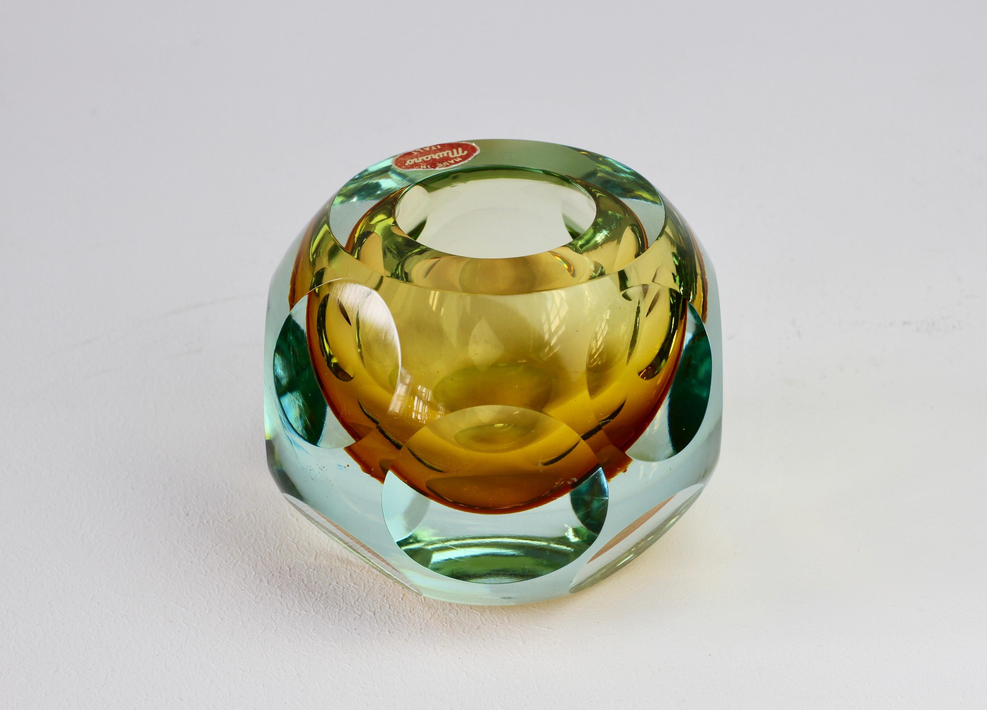 Midcentury Italian Faceted Murano Glass Vase Flavio Poli for Seguso Attributed For Sale 7