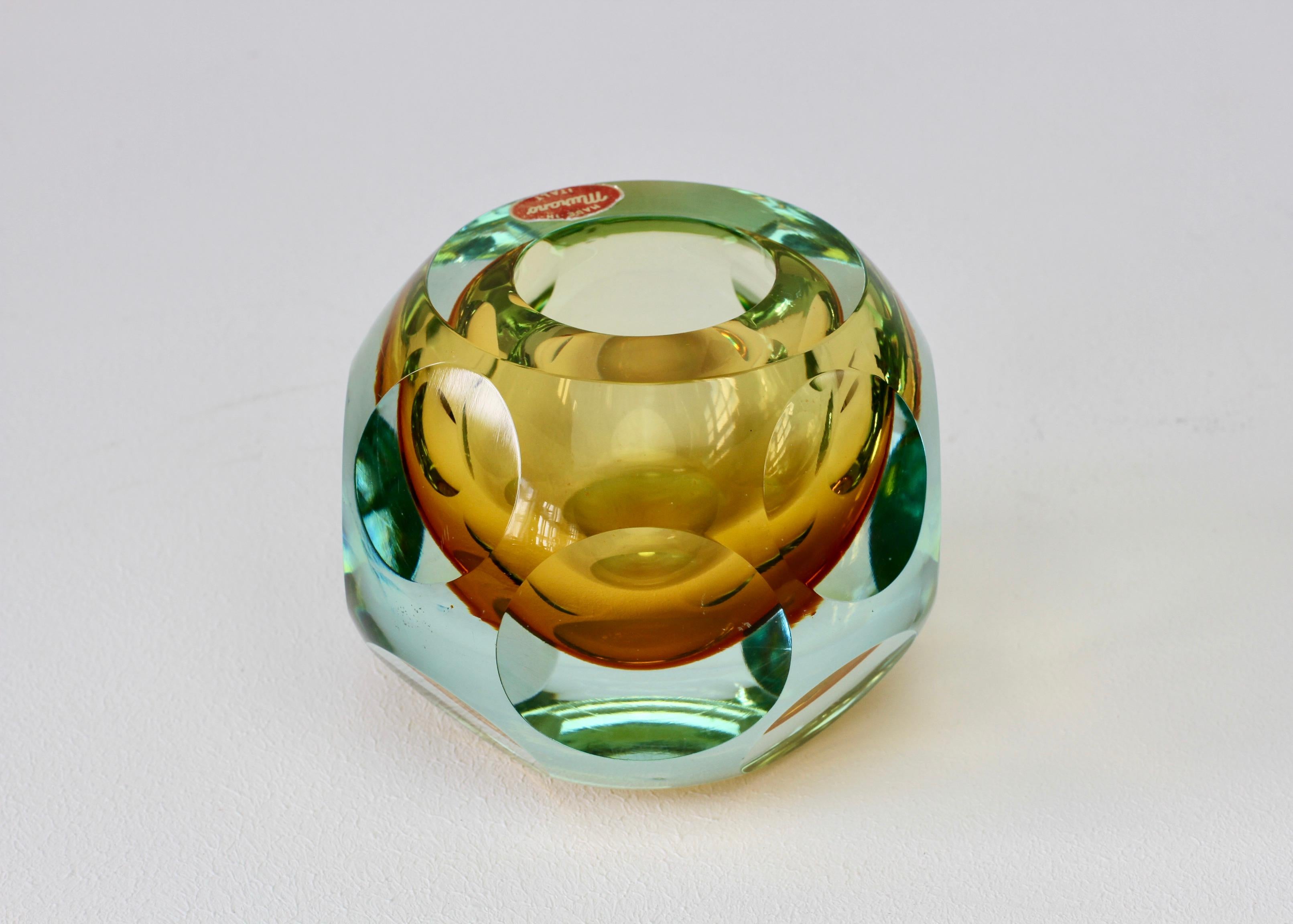 Midcentury Italian Faceted Murano Glass Vase Flavio Poli for Seguso Attributed For Sale 8