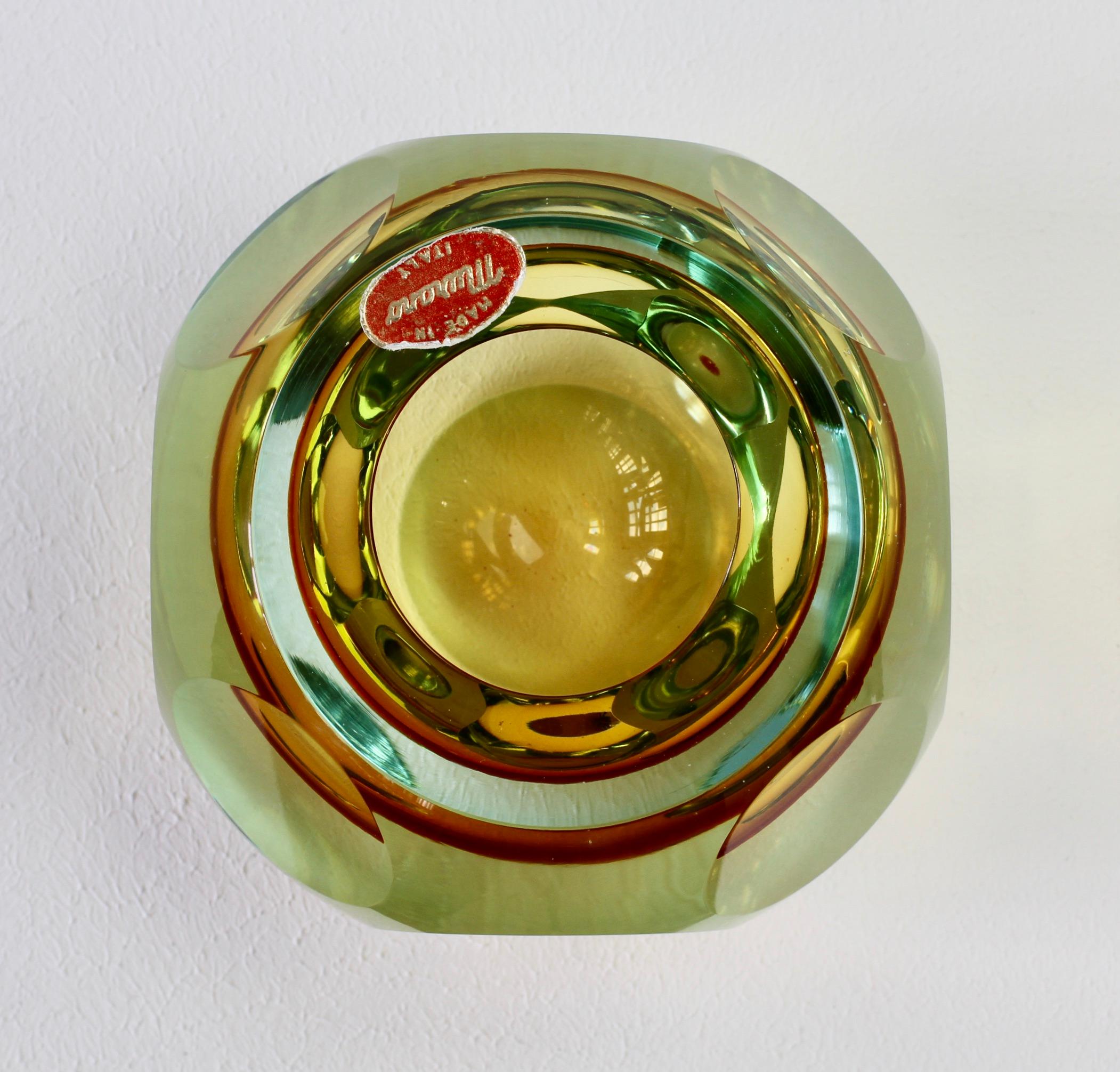 Midcentury Italian Faceted Murano Glass Vase Flavio Poli for Seguso Attributed For Sale 10
