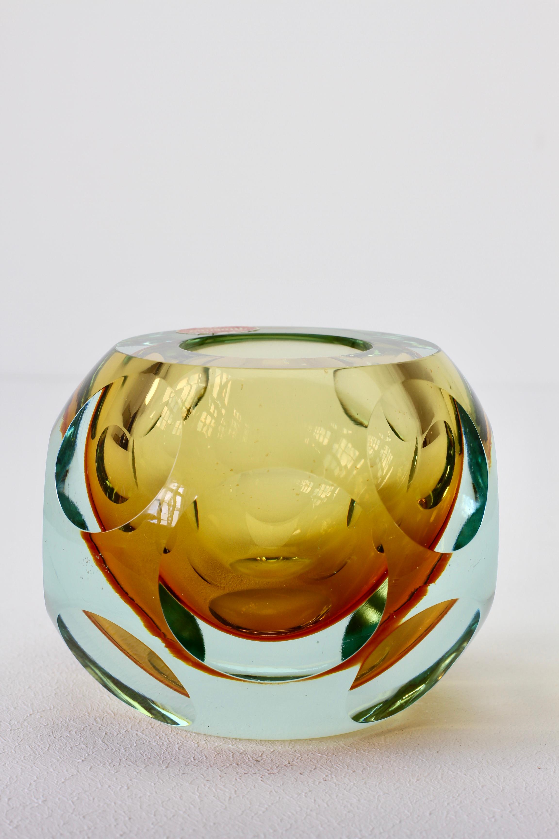 Midcentury Italian Faceted Murano Glass Vase Flavio Poli for Seguso Attributed For Sale 13