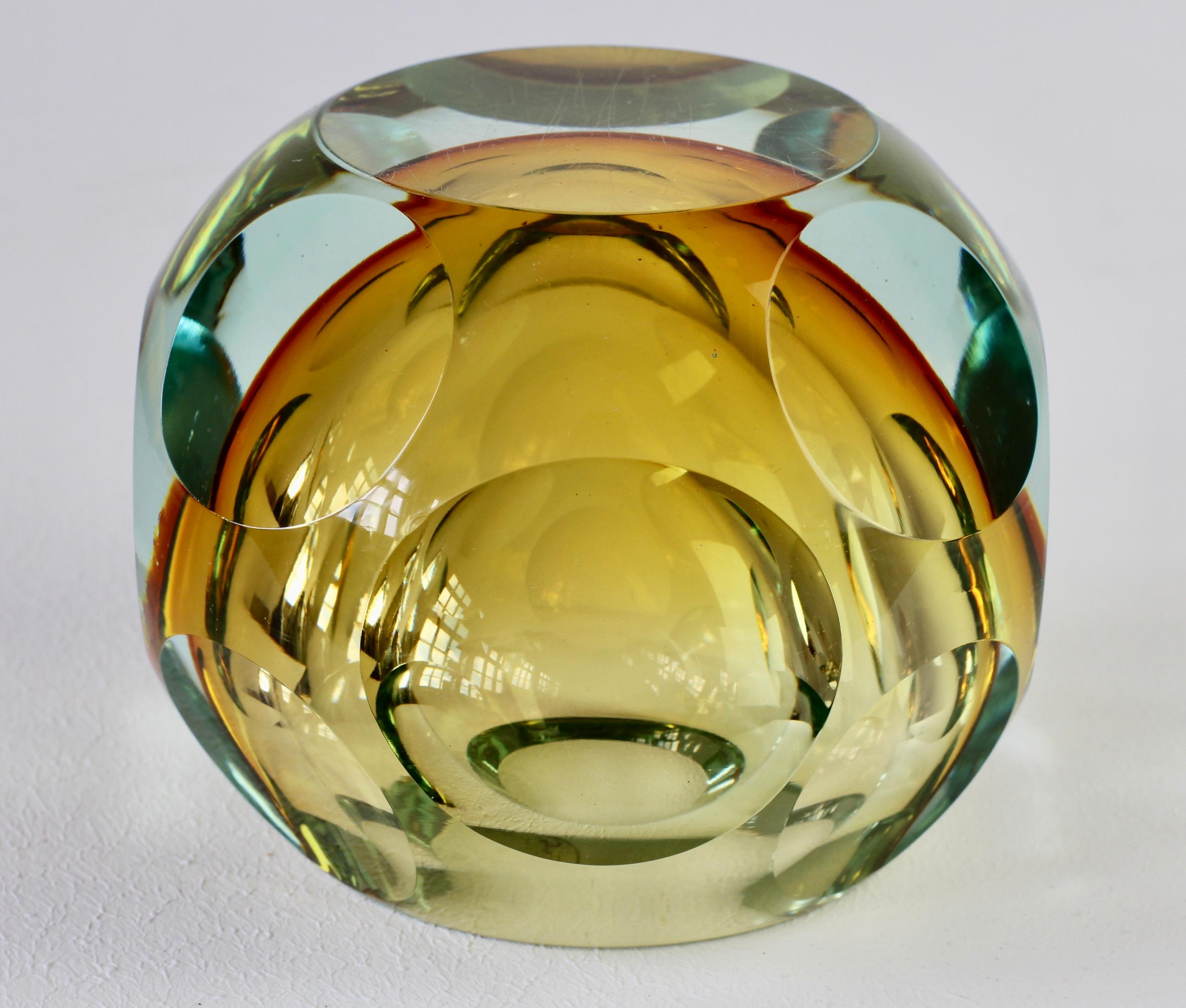 Midcentury Italian Faceted Murano Glass Vase Flavio Poli for Seguso Attributed For Sale 14