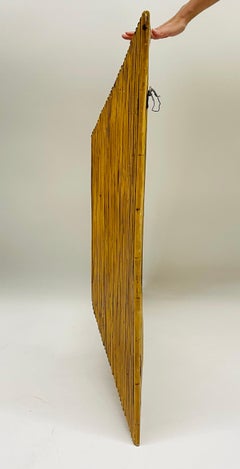 Mid Century Italian Faceted Rattan Split Reed Mirror, Italy, 1970's