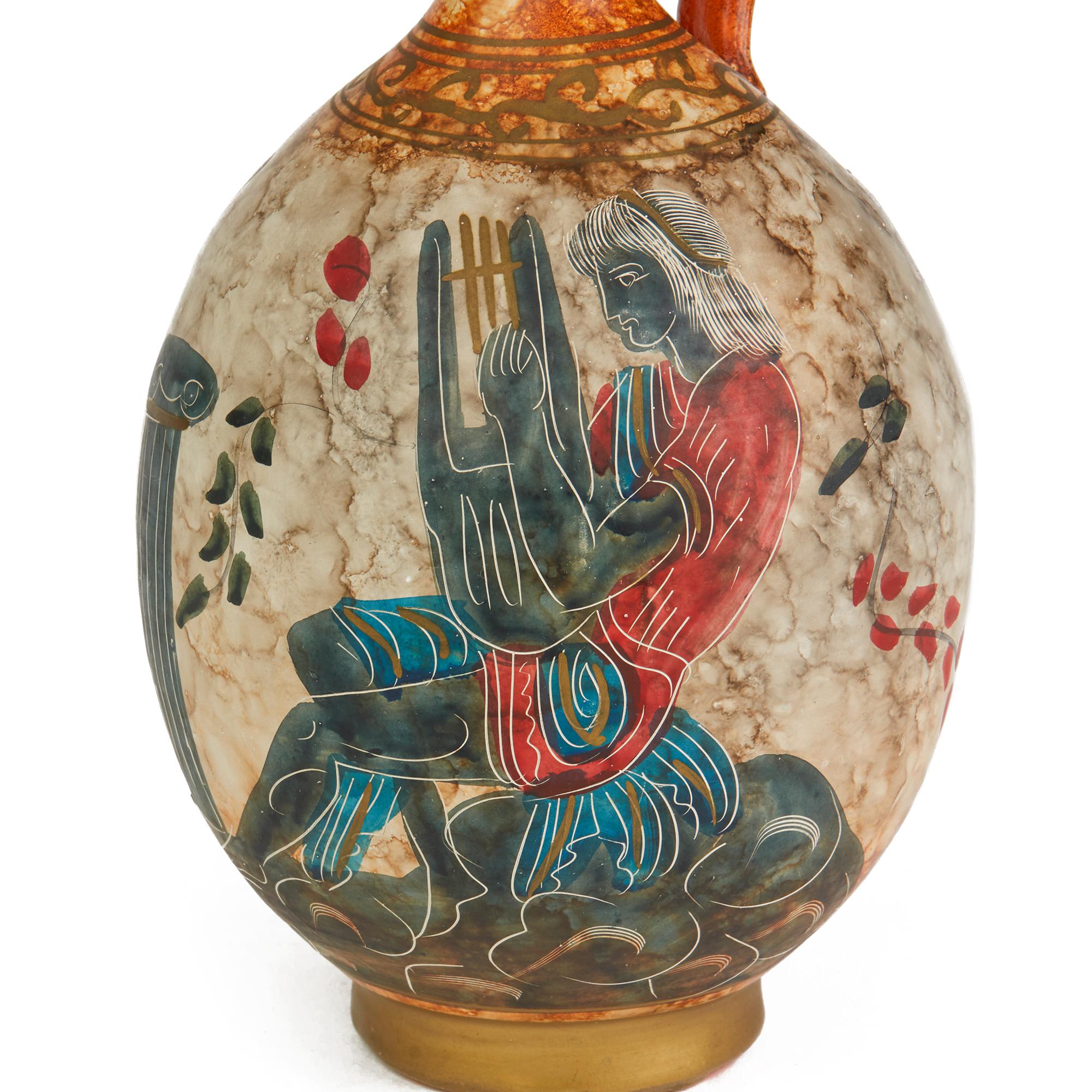 Mitte des Jahrhunderts Italienisch Fantoni zugeschrieben klassisches Design Kunst Keramik Krug (Moderne der Mitte des Jahrhunderts) im Angebot