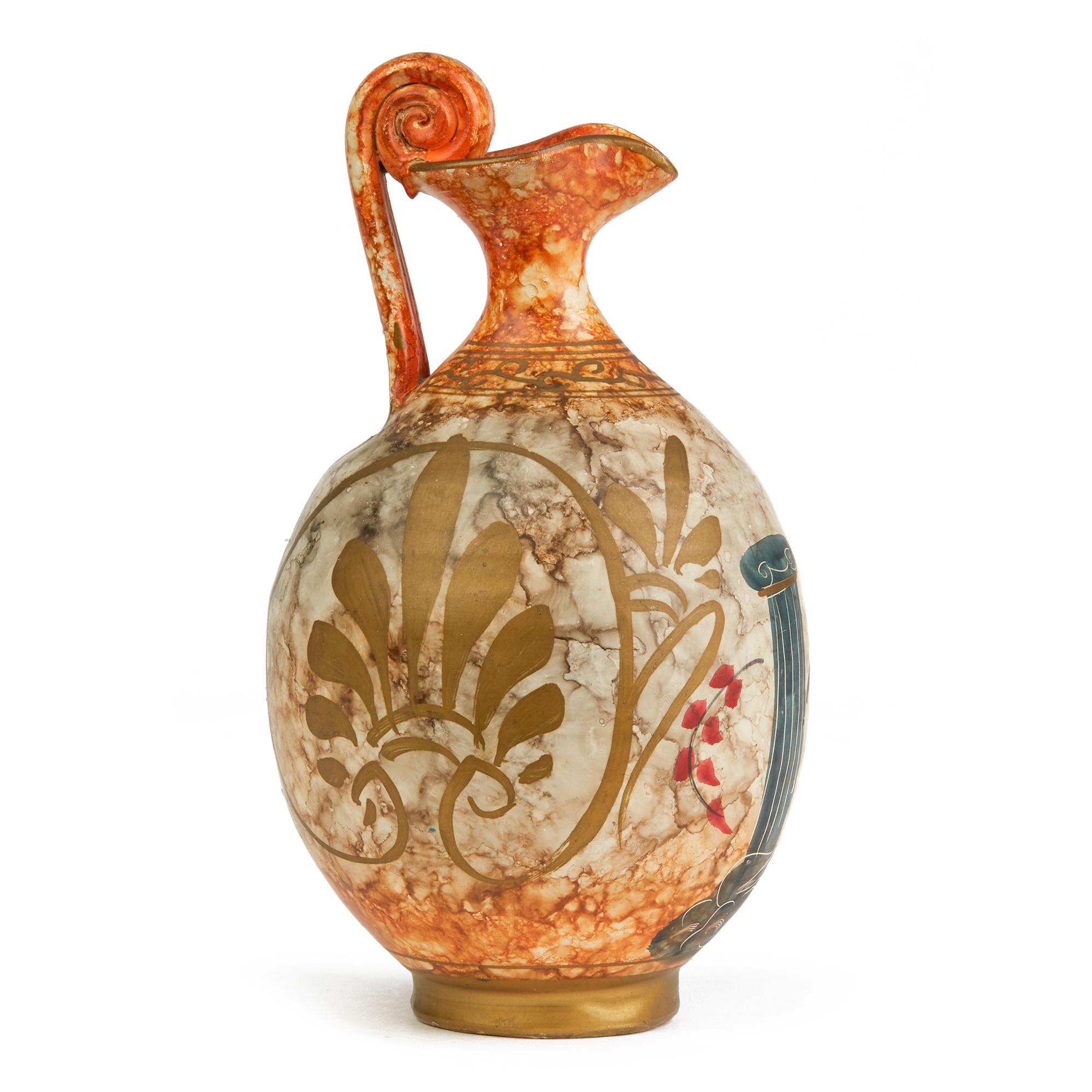 Mitte des Jahrhunderts Italienisch Fantoni zugeschrieben klassisches Design Kunst Keramik Krug (Töpferwaren) im Angebot