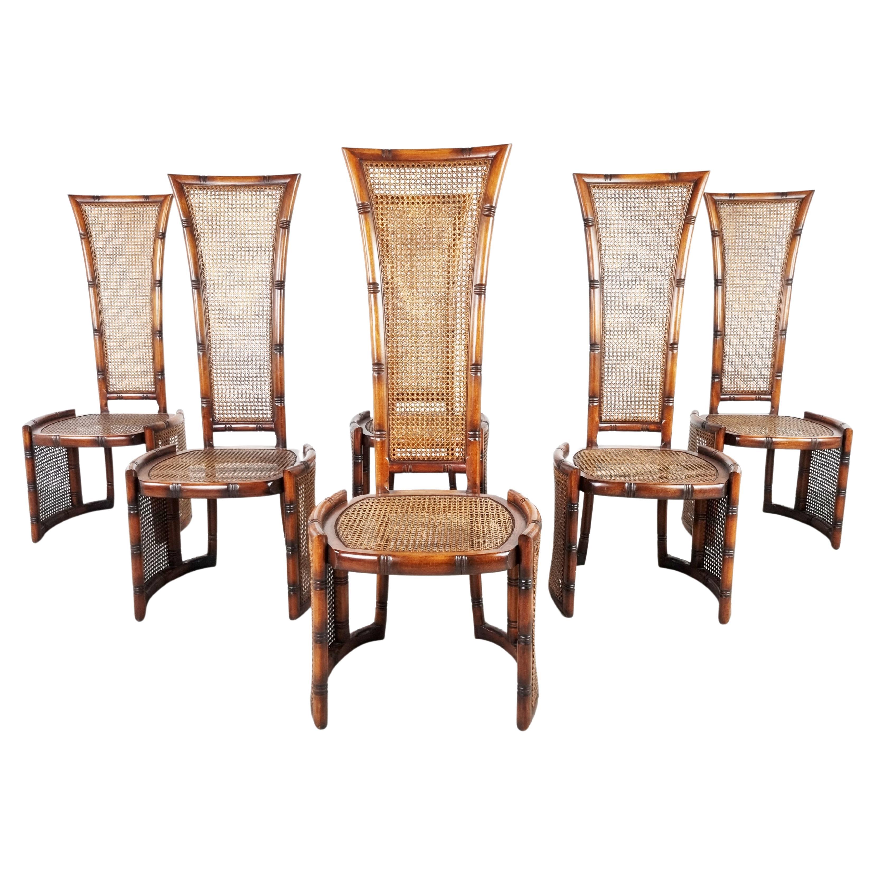 Mid Century Brass Faux Bamboo Chippendale Dining Chairs For Sale at 1stDibs