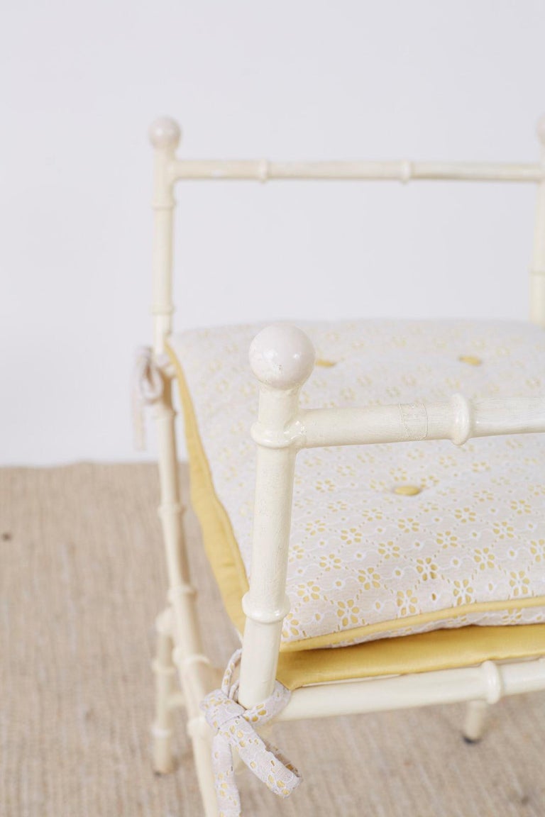 Midcentury Italian Faux Bamboo Vanity Stool or Bench For Sale at 1stdibs