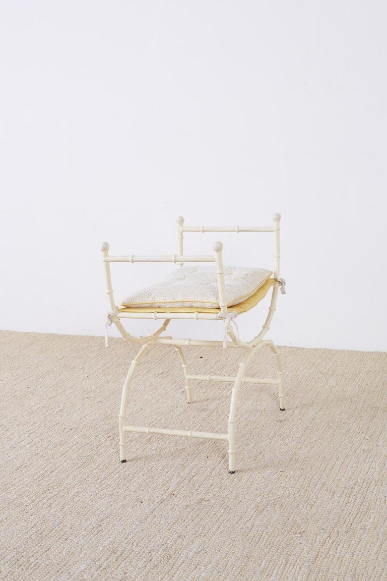 Midcentury Italian Faux Bamboo Vanity Stool or Bench at 1stDibs