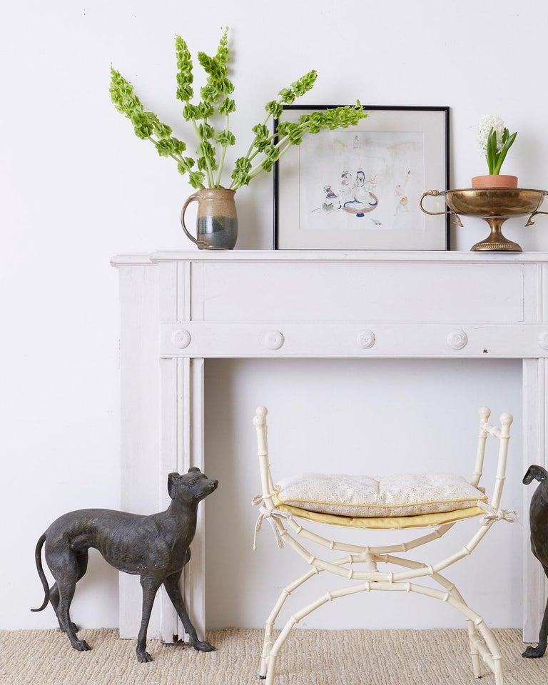 Midcentury Italian Faux Bamboo Vanity Stool or Bench at 1stDibs