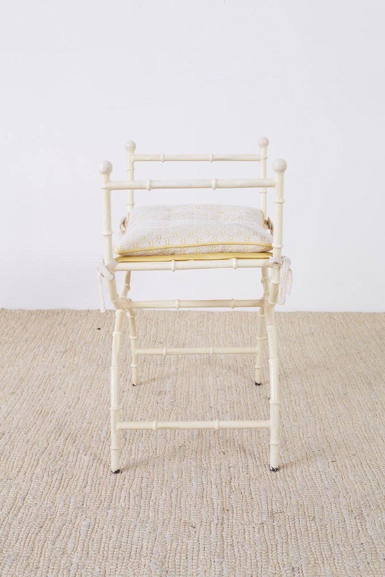 Midcentury Italian Faux Bamboo Vanity Stool or Bench at 1stDibs