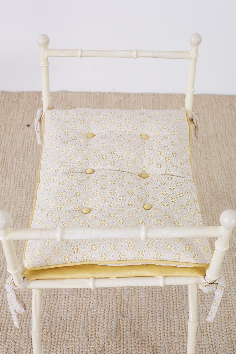 Midcentury Italian Faux Bamboo Vanity Stool or Bench at 1stDibs