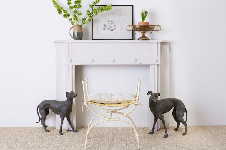 Midcentury Italian Faux Bamboo Vanity Stool or Bench at 1stDibs