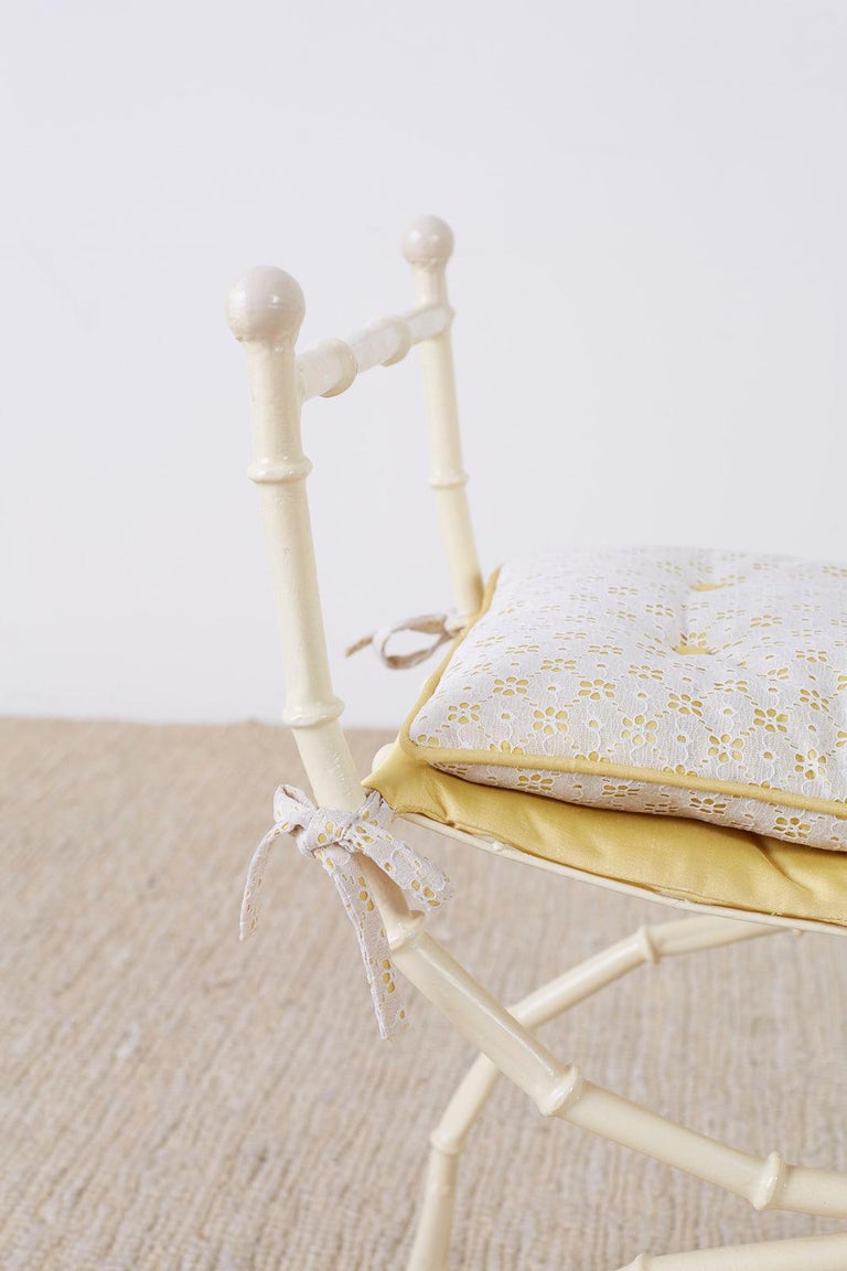 Midcentury Italian Faux Bamboo Vanity Stool or Bench at 1stDibs