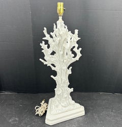 Mid-Century Italian Faux Bois Ceramic Glazed Table Lamp