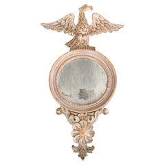 Mitte des Jahrhunderts Italienisch Federal Style gekalkt Distressed Holz Bullseye Eagle Spiegel
