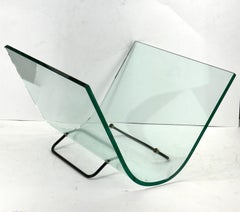 Mid-Century Italian Fiam Italia Glass Magazine Rack Stand