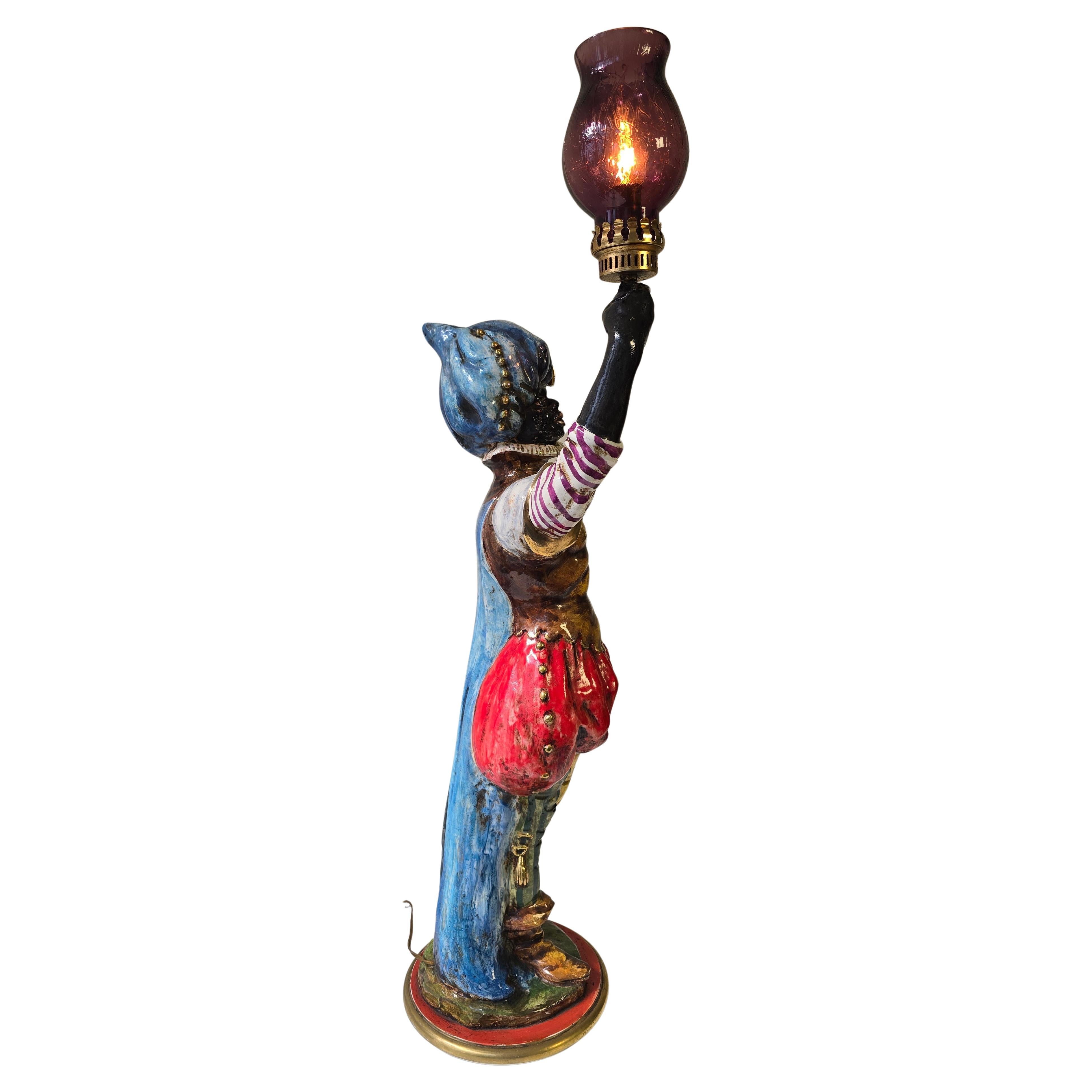 Mid-Century Modern Lampe figurative italienne du milieu du siècle représentant un gentilhomme africain, années 1950 en vente