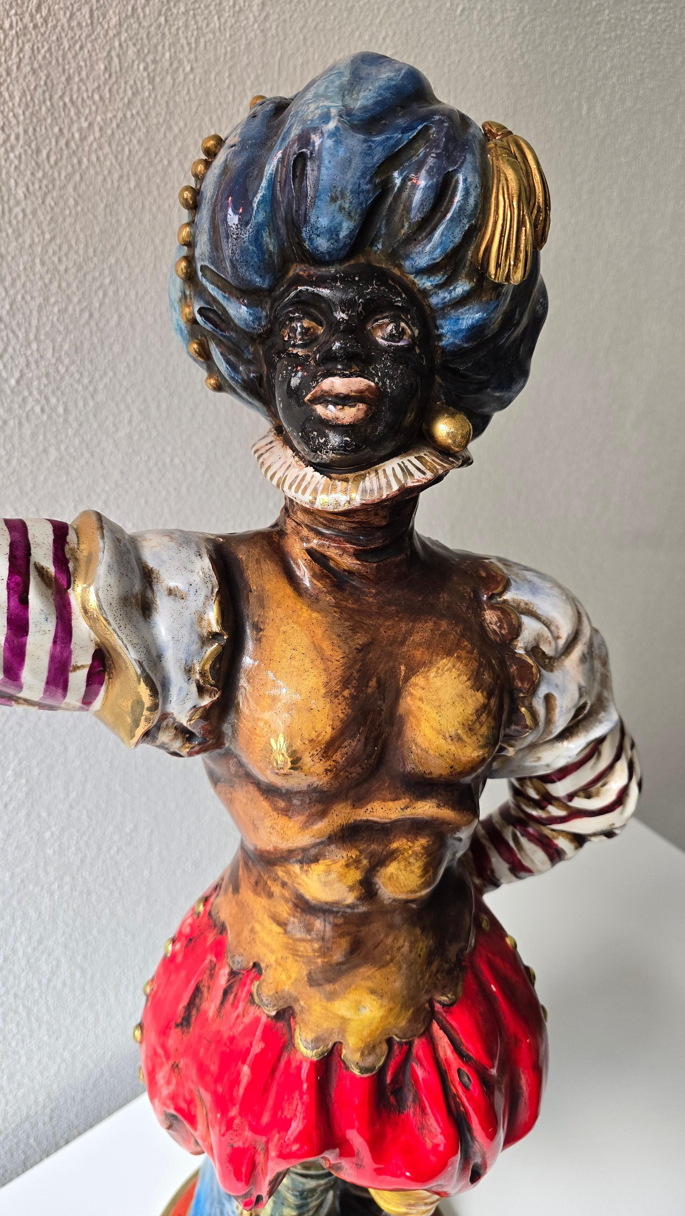 Lampe figurative italienne du milieu du siècle représentant un gentilhomme africain, années 1950 en vente 1