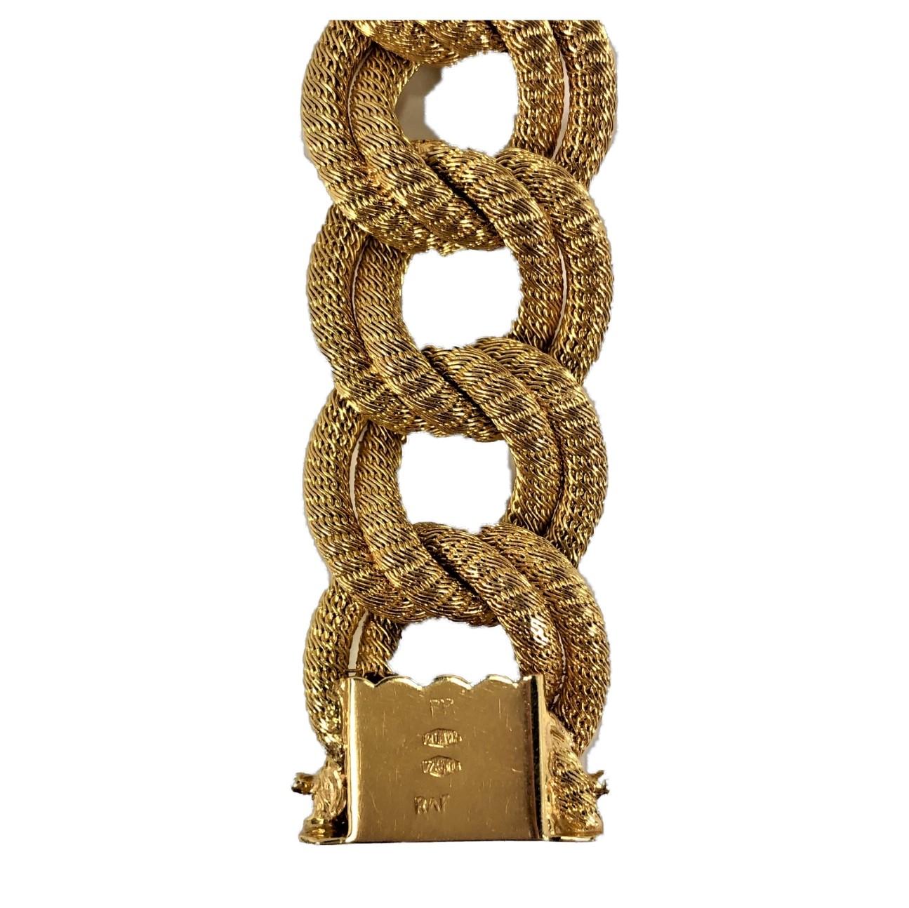 Women's Midcentury Italian Finely Woven Gold Mesh Link Bracelet