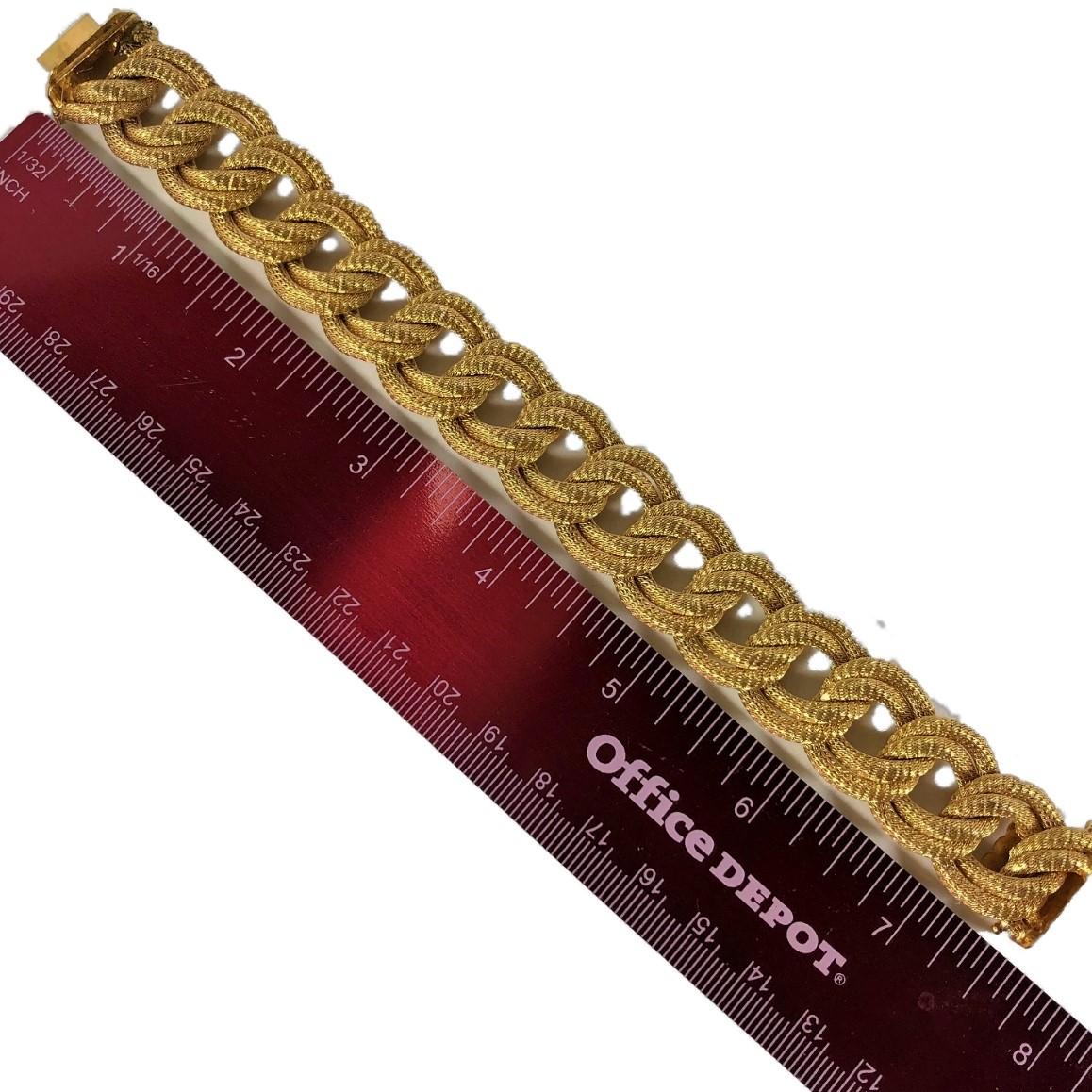 Midcentury Italian Finely Woven Gold Mesh Link Bracelet 3