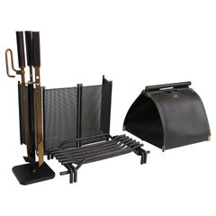 Mid Century Italian Fireplace Set by Tobia Scarpa for Dimensione Fuoco, 1983
