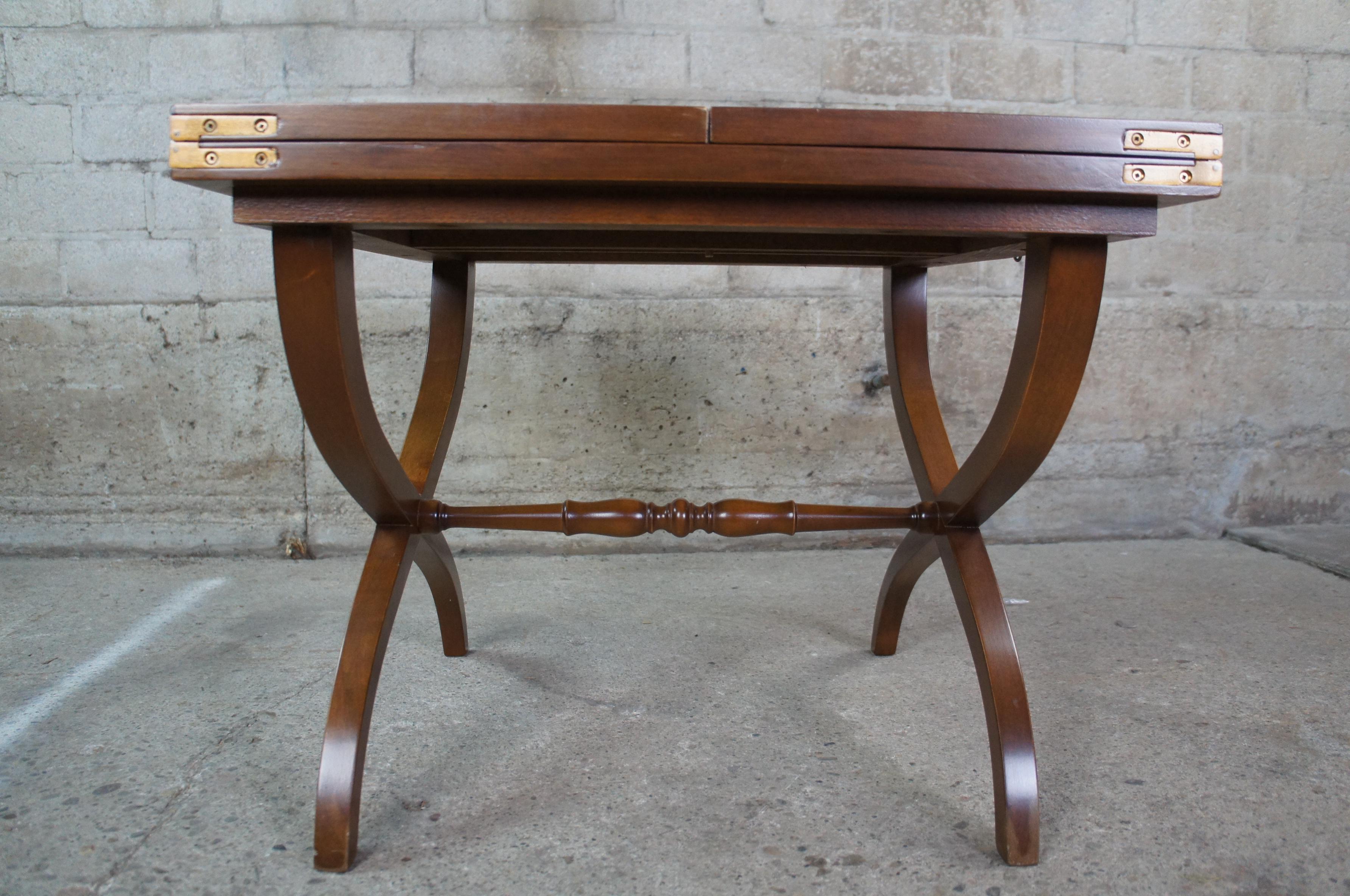 Mid Century Italian Flip Top Walnut & Marquetry Inlay Square Coffee Table, Italy For Sale 1