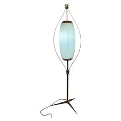 Mid-century Italian Floor lamp,  Brass & Murano, attr A. Lelii Arredoluce