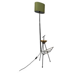 Mid Century Italian Floor Lamp equipped with Ashtray and Magazine Rack, 1950s