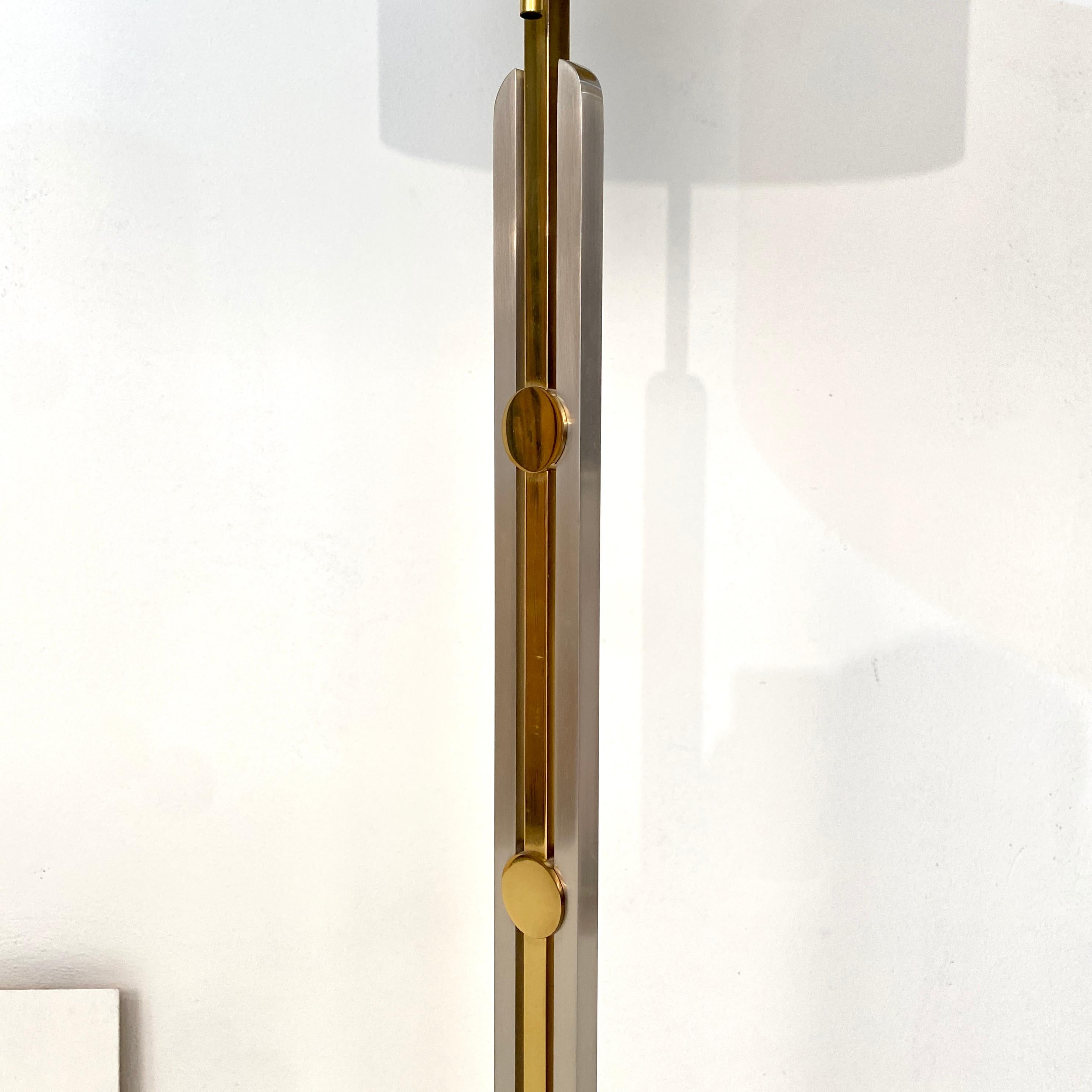 Mid Century Italian Floor Lamp in Chrome and Brass by Willy Rizzo, around 1970 5