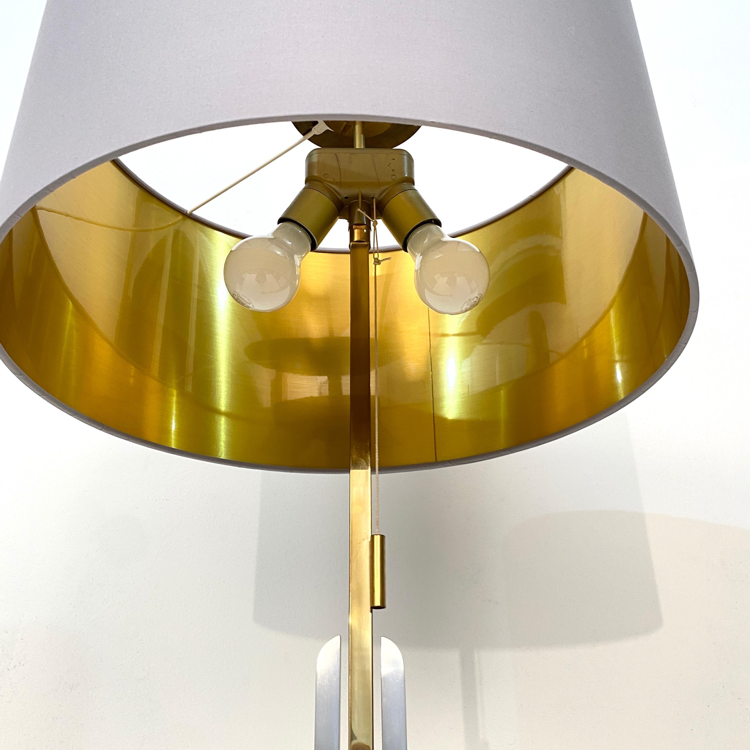 Mid Century Italian Floor Lamp in Chrome and Brass by Willy Rizzo, around 1970 6