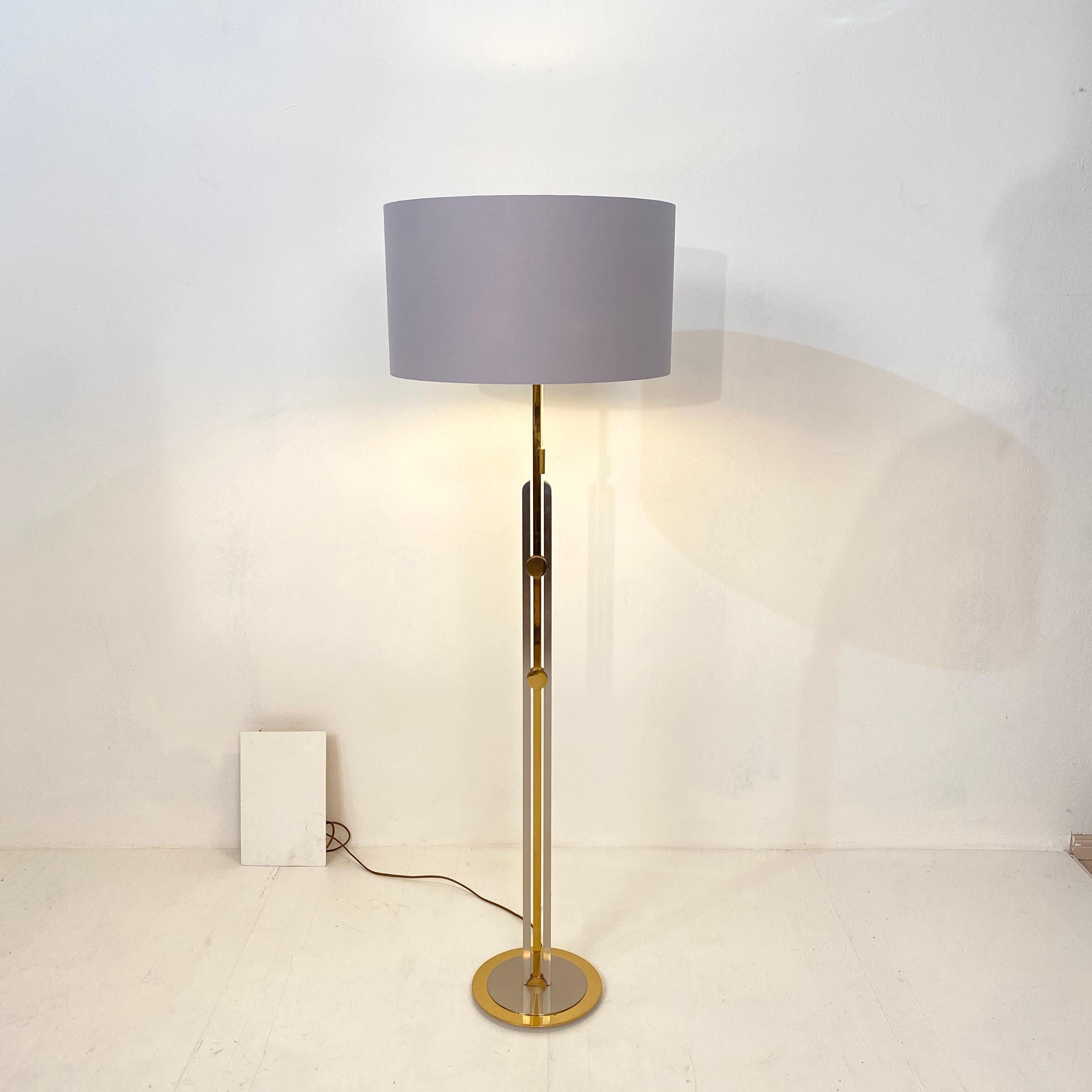 Late 20th Century Mid Century Italian Floor Lamp in Chrome and Brass by Willy Rizzo, around 1970