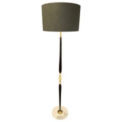 Mid-Century Italian Floor Lamp in Ebonized Wood 
Onyx, circa 1950