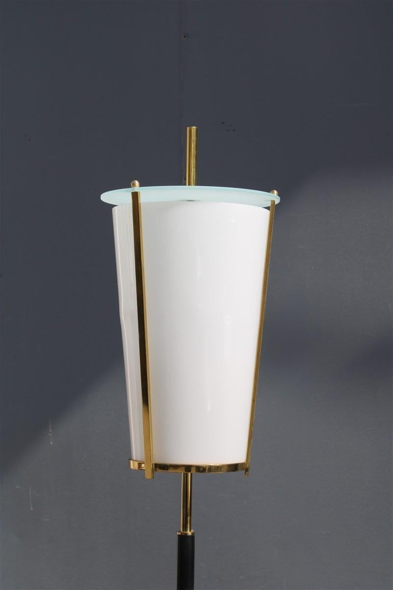 Midcentury Italian Floor Lamp Stilnovo Marble Brass Plexiglass For Sale 5