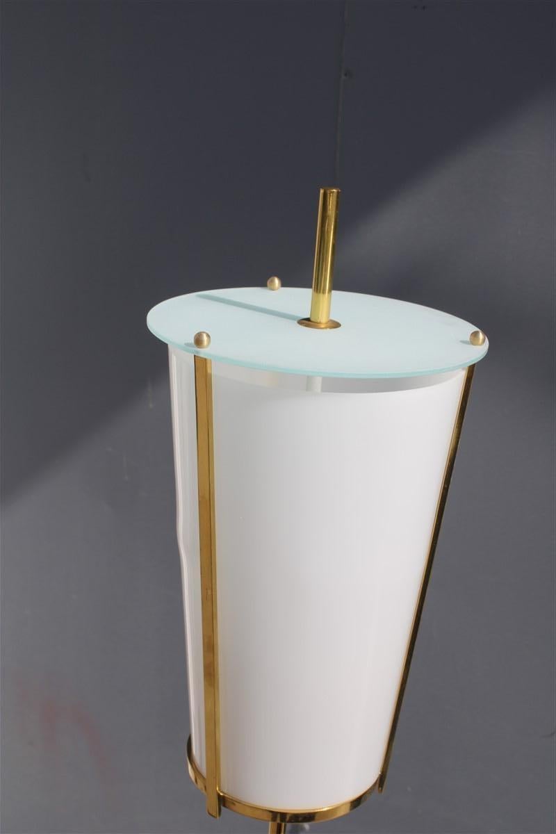 Midcentury Italian Floor Lamp Stilnovo Marble Brass Plexiglass For Sale 6