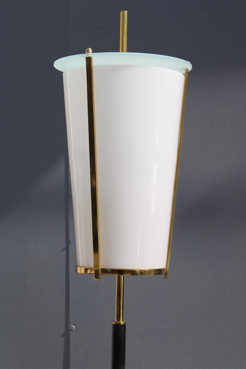 Mid-Century Modern Midcentury Italian Floor Lamp Stilnovo Marble Brass Plexiglass For Sale