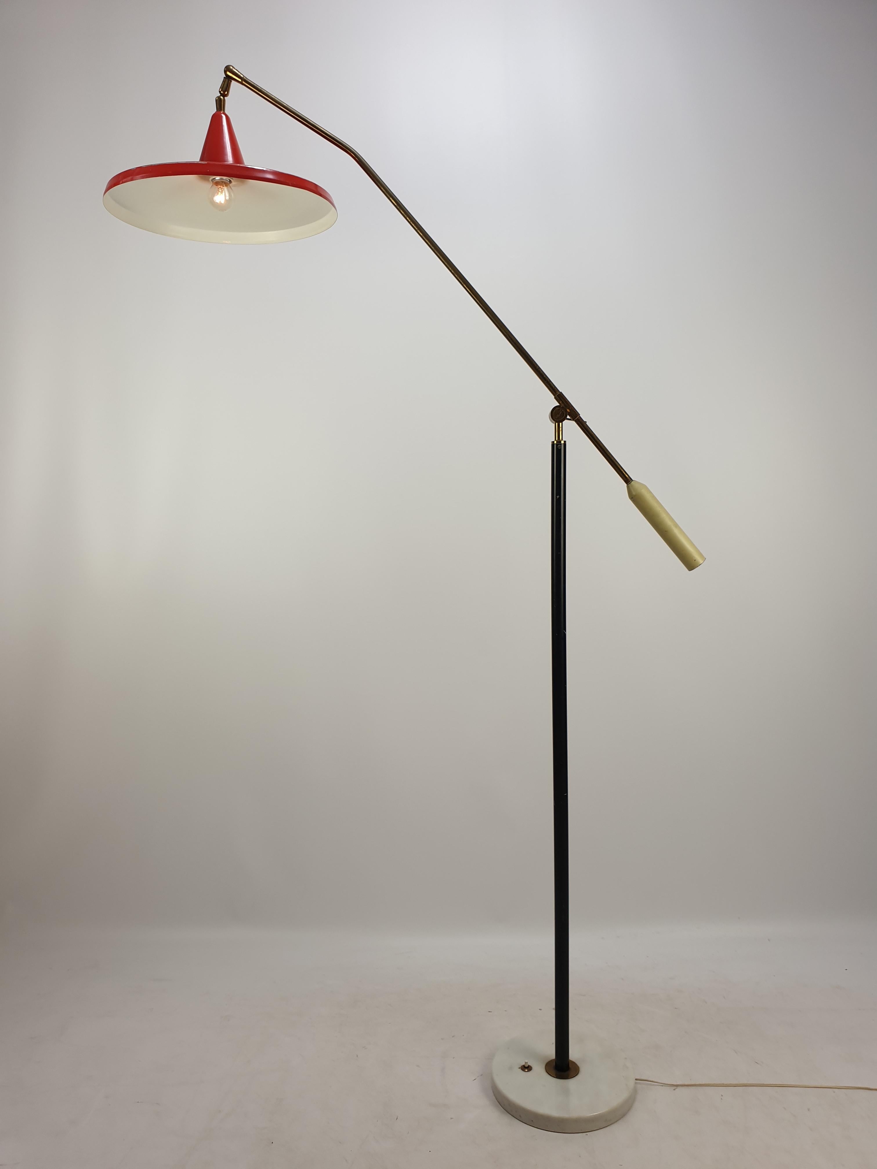 Mid-Century Modern Mid Century Italian Floor Lamp with Marble Foot by Stilnovo, 1950's