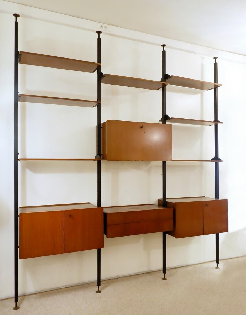 Mid-century Italian Floor-To-Ceiling Wall Unit - 1960s
