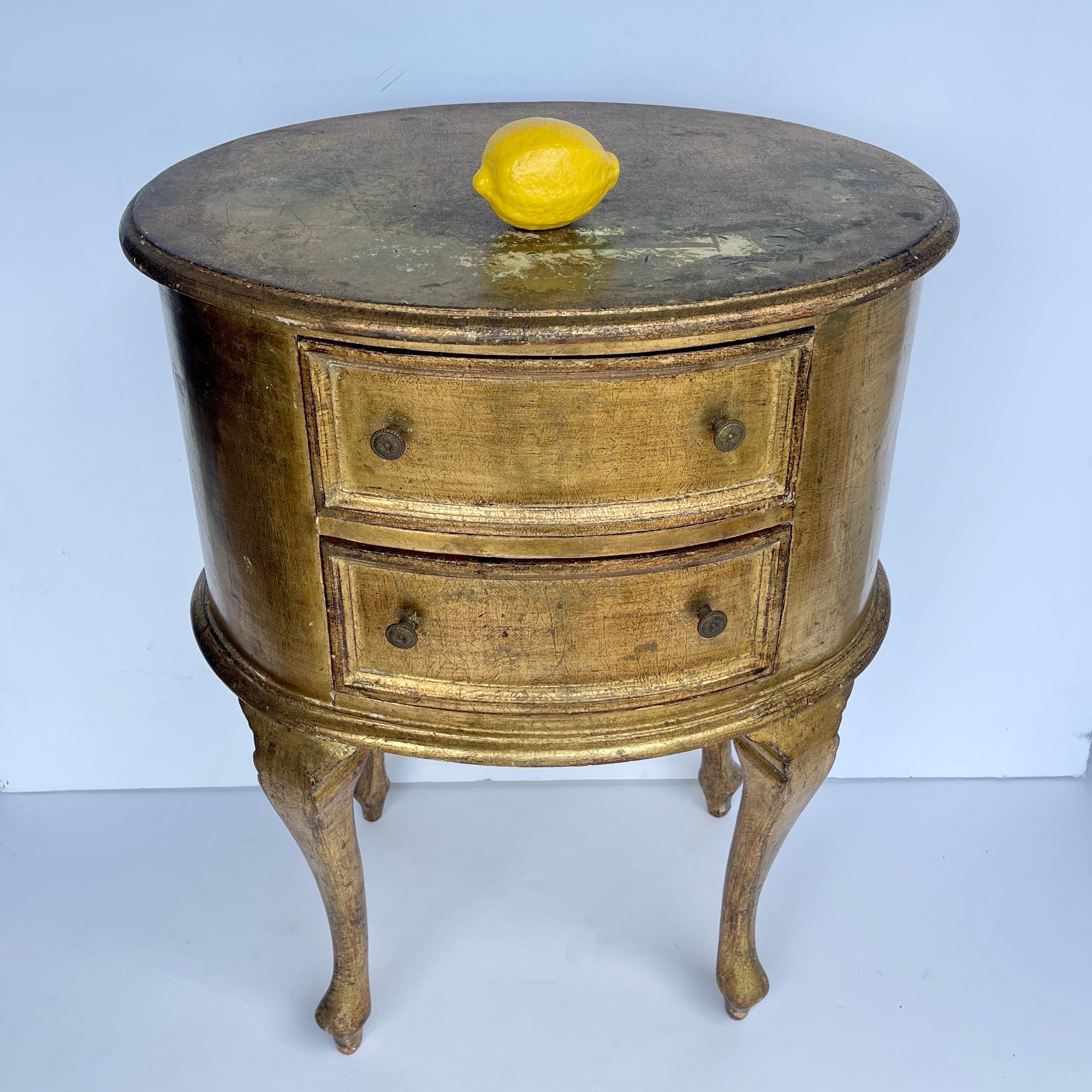 Mid-Century Italian Florentine Gilt Side Table With Drawers  12