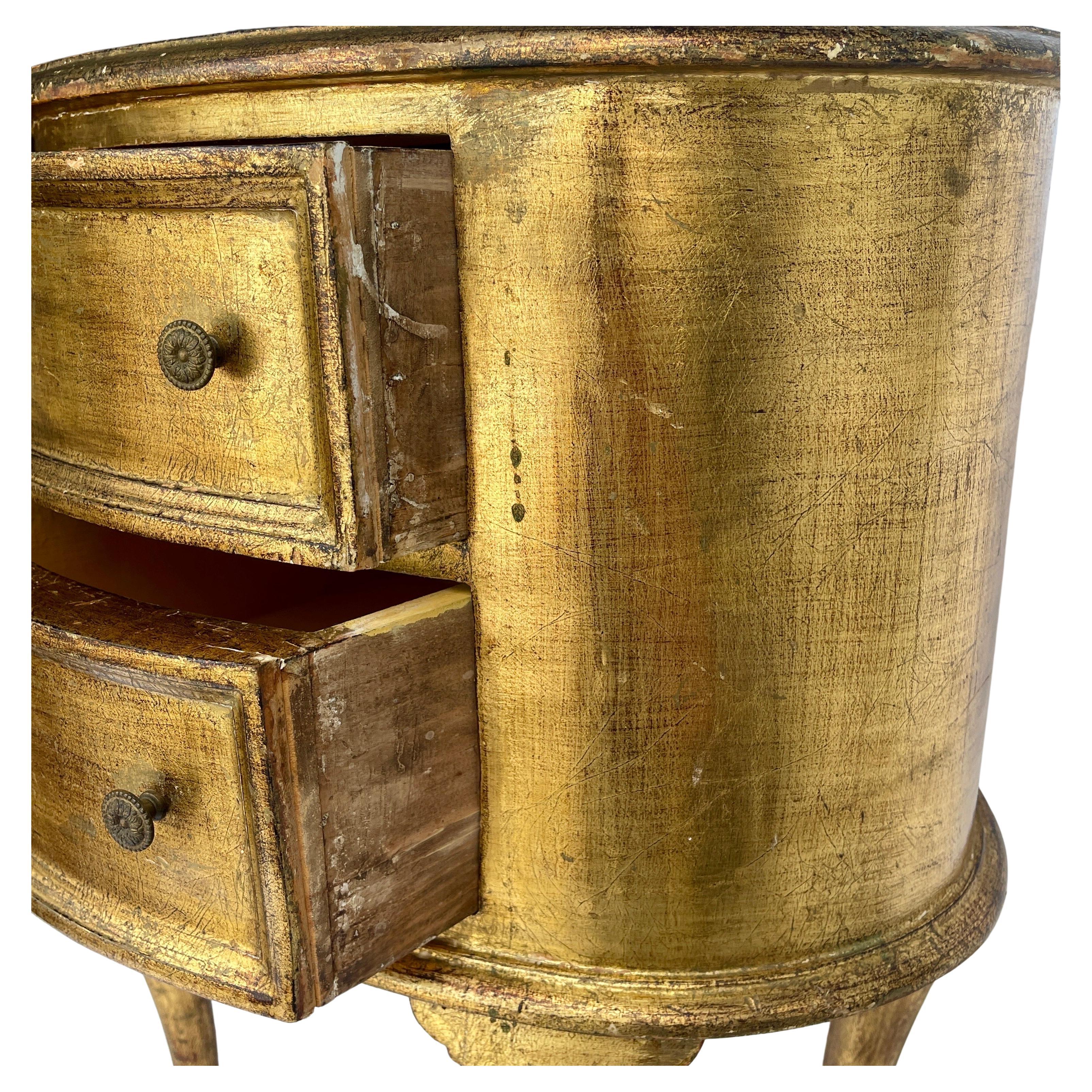 Mid-Century Italian Florentine Gilt Side Table With Drawers  2