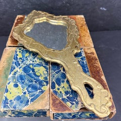 Mid-Century Italian Florentine Gilt Wood Vanity Hand Mirror