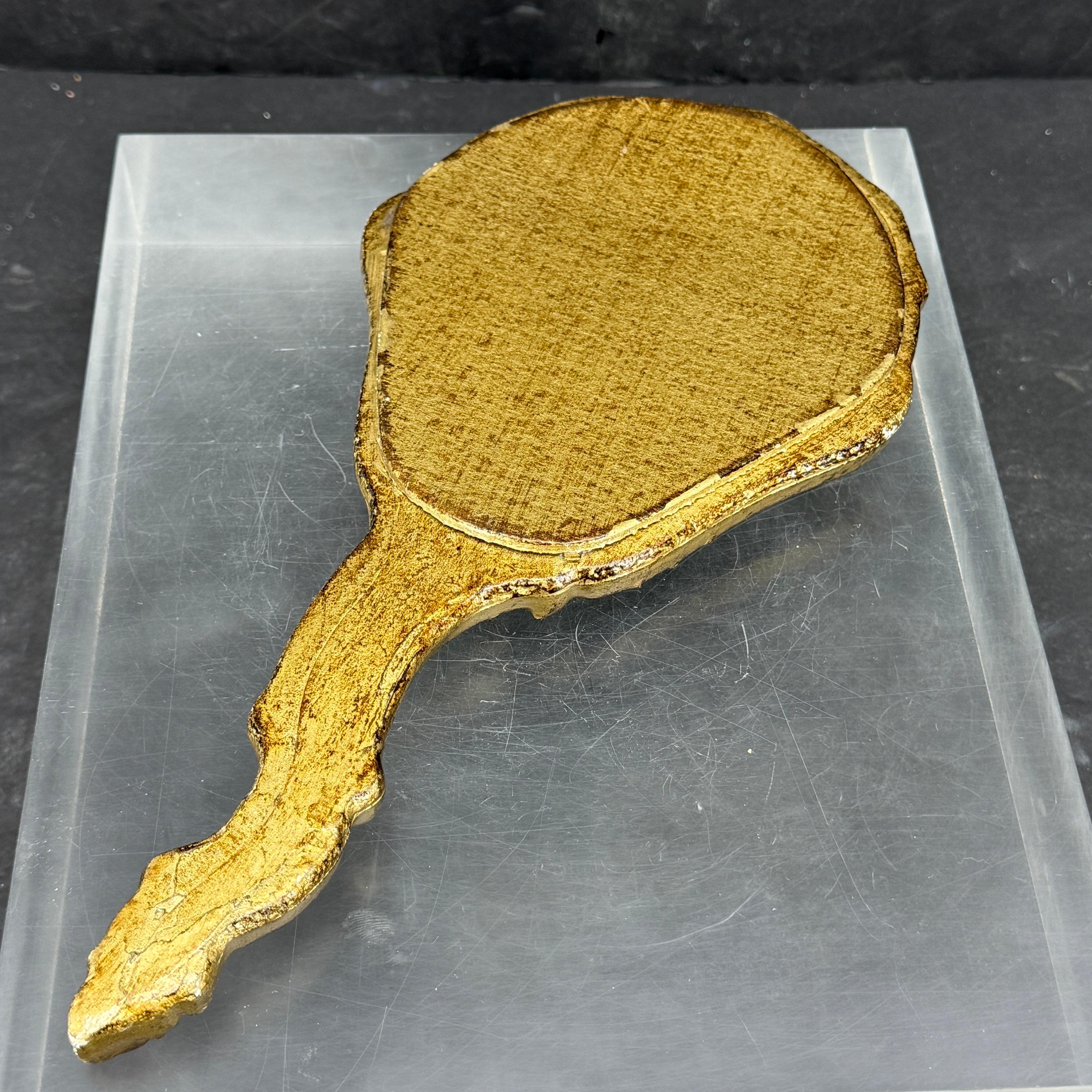 Miroir de courtoisie en bois doré Florentine, Italie du milieu du siècle Bon état - En vente à Haddonfield, NJ