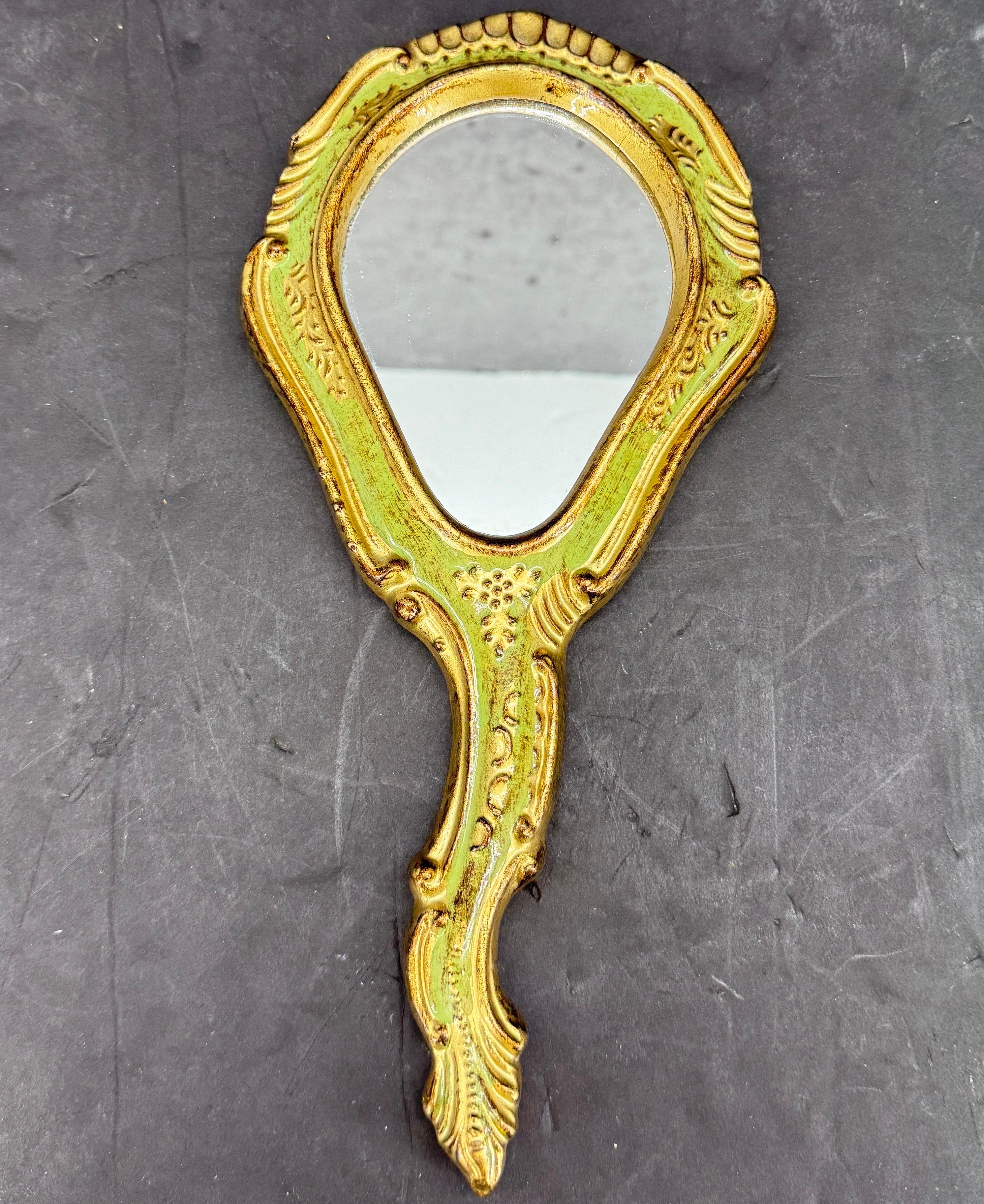 20ième siècle Miroir de courtoisie en bois doré Florentine, Italie du milieu du siècle en vente